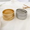 Ethnic Style Alloy Retro Wide Gold Glossy Wristband Bracelet 10 PCs Set