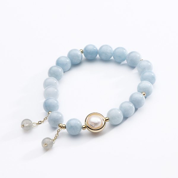 Aquamarine Freshwater Pearl Bracelet For Women