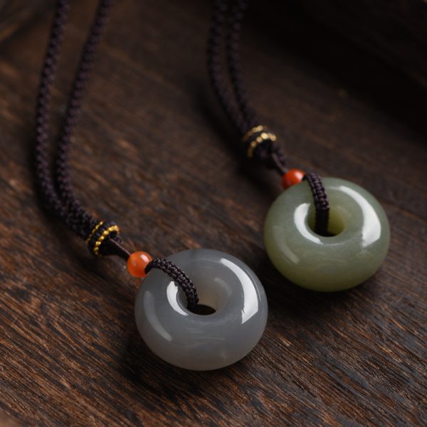 Hetian Jade Smoke Mauve Jade Safety Buckle Pendant For Men And Women