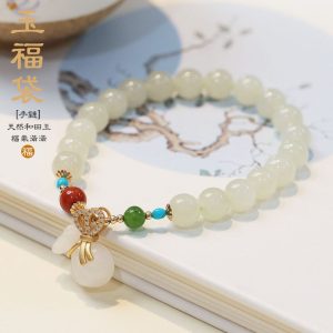 New Natural Hetian Gray Jade Bracelet Retro Temperament