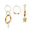 Temperament Stitching Rice Beads Butterfly Earrings Set
