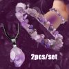 Natural Stone Amethyst Crystal Bud Irregular Rough Stone Necklace