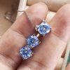 Moissanite Stud Earrings S925 Sterling Silver Stud Earrings Fashion Bull Head Four Claw Diamond Stud Earrings
