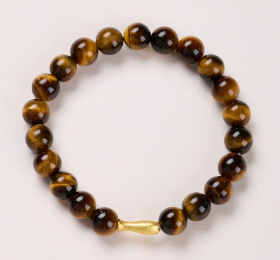 Tigereye Small Fish Pendant Handmade Beaded Bracelet