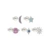Fashion S925 Sterling Silver Star Moon Color Diamond Earrings 5-piece Set