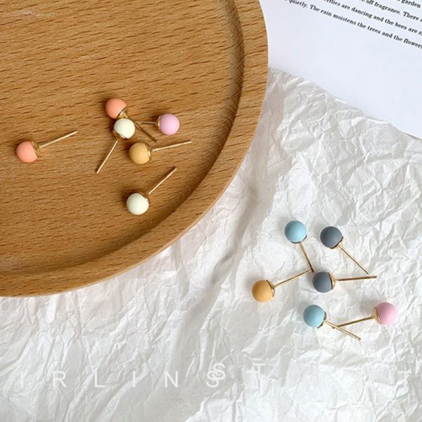 Contrasting Color Candy Color Girl Heart Three Pairs Of Earrings Set Round Earrings Women