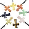 Natural Stone Christmas Gift Agate Woven Semi-precious Stone Cross Necklace