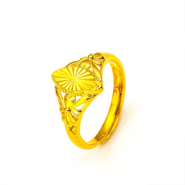 Alluvial Gold Girls Open Diamond Flower Ring