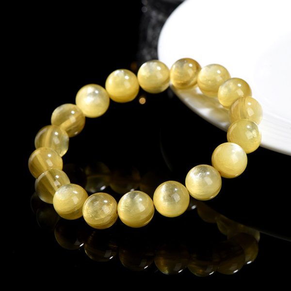 Yellow Golden Dragon Mica Round Beads Bracelet