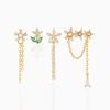 Flower Chain Stud Earrings Set Of Five