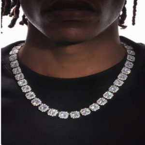 18K White Gold Plated Diamond Rock Sugar Necklace