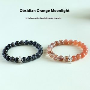 925 Silver Snake Beaded Couple Bracelet Female