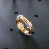 Female Punk Room Gold Ring Inlaid With Titanium Steel Ring