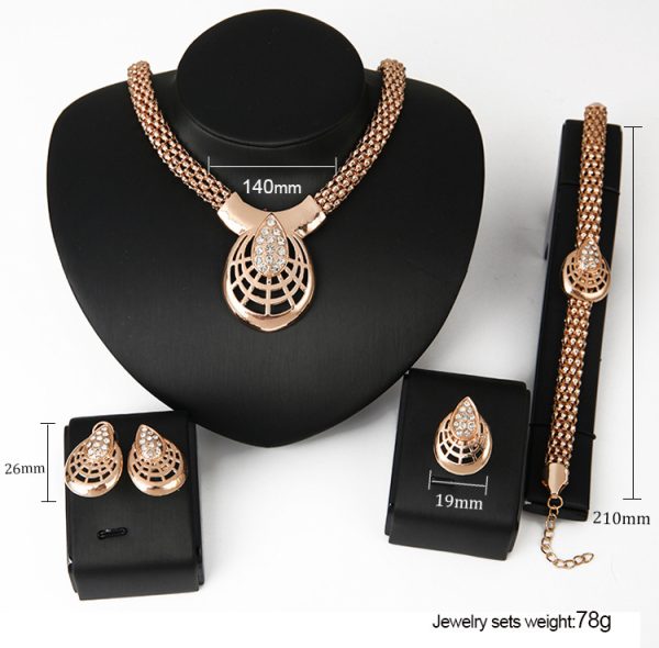 Diamond-studded Spider Mask Necklace Earrings Jewelry Four-piece Set