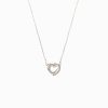 S925 Sterling Silver Overlapping Double Hollow Heart Necklace For Women