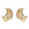 Light Luxury Multi-layer Micro-inlaid Colorful Crystals Circle Personality Hollow Out C- Shaped Earrings