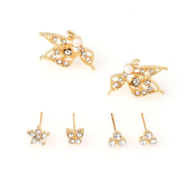 Alloy Temperament Pearl Earrings Exquisite Butterfly 6 Piece Set