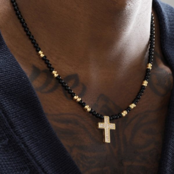 ffe54a1c-3ffd-4ee9-96c5-ec092f7c22bb.jpg Men's Hip-hop Retro Black Agate Cross Necklace