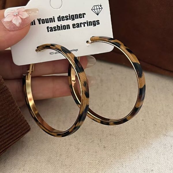 New High-grade Big Circle Autumn And Winter Exaggerated Maillard Earrings